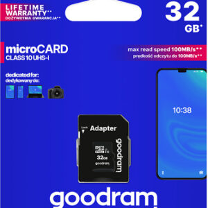 GoodRAM microSD 32GB class 10 UHS I + adapter - retail blister - M1AA-0320R12