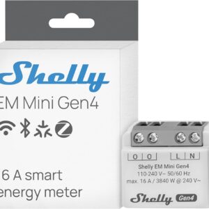 Shelly EM Mini Gen4Misuratore di Energia Smart 16A | WI-Fi+Bluet+Zigbee+Matt